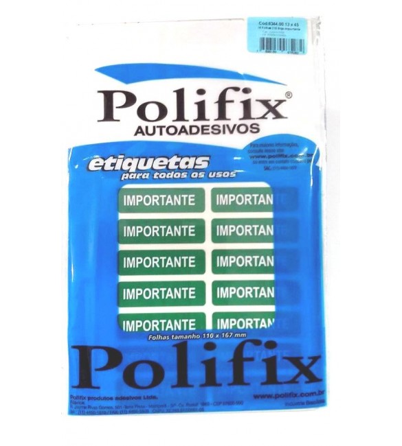 Etiqueta  Autoadesiva Polifix - IMPORTANTE